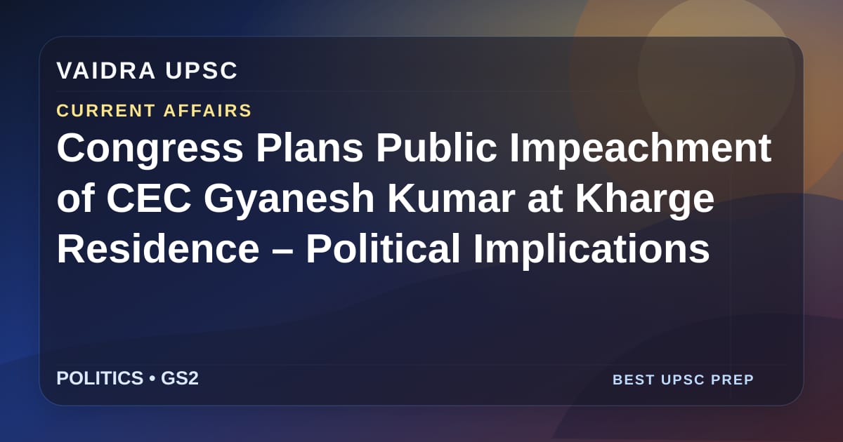 Congress ने CEC Gyanesh Kumar के खिलाफ Kharge Residence में सार्वजनिक इम्पीचमेंट की योजना बनाई – राजनीतिक प्रभाव